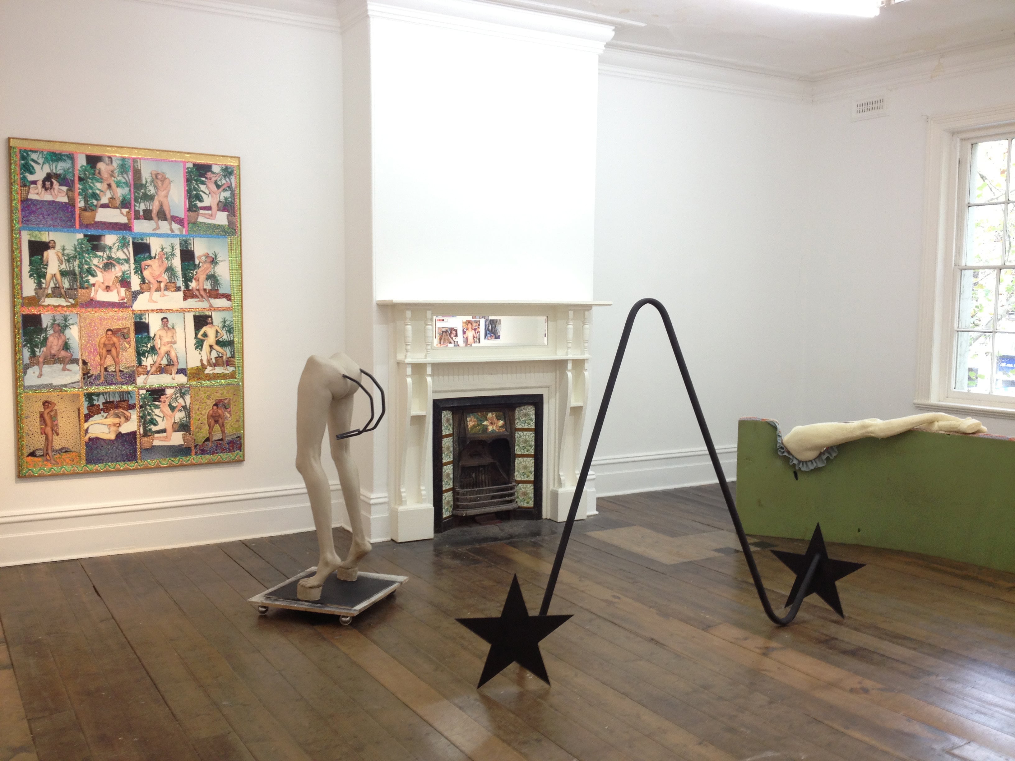 <em>Like Mike</em>, 2013, installation view featuring works by Pat Larter and Claire Lambe, image courtesy Sarah Scout, Melbourne, photograph: Phebe Schmidt